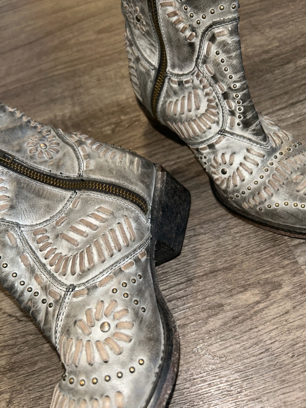 Matisse Leather Western Booties Studded Cutout Boho Festival 6 - Picture 5 of 9